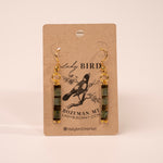 Mossy Green and Gold Tila Bead Dangle Earrings