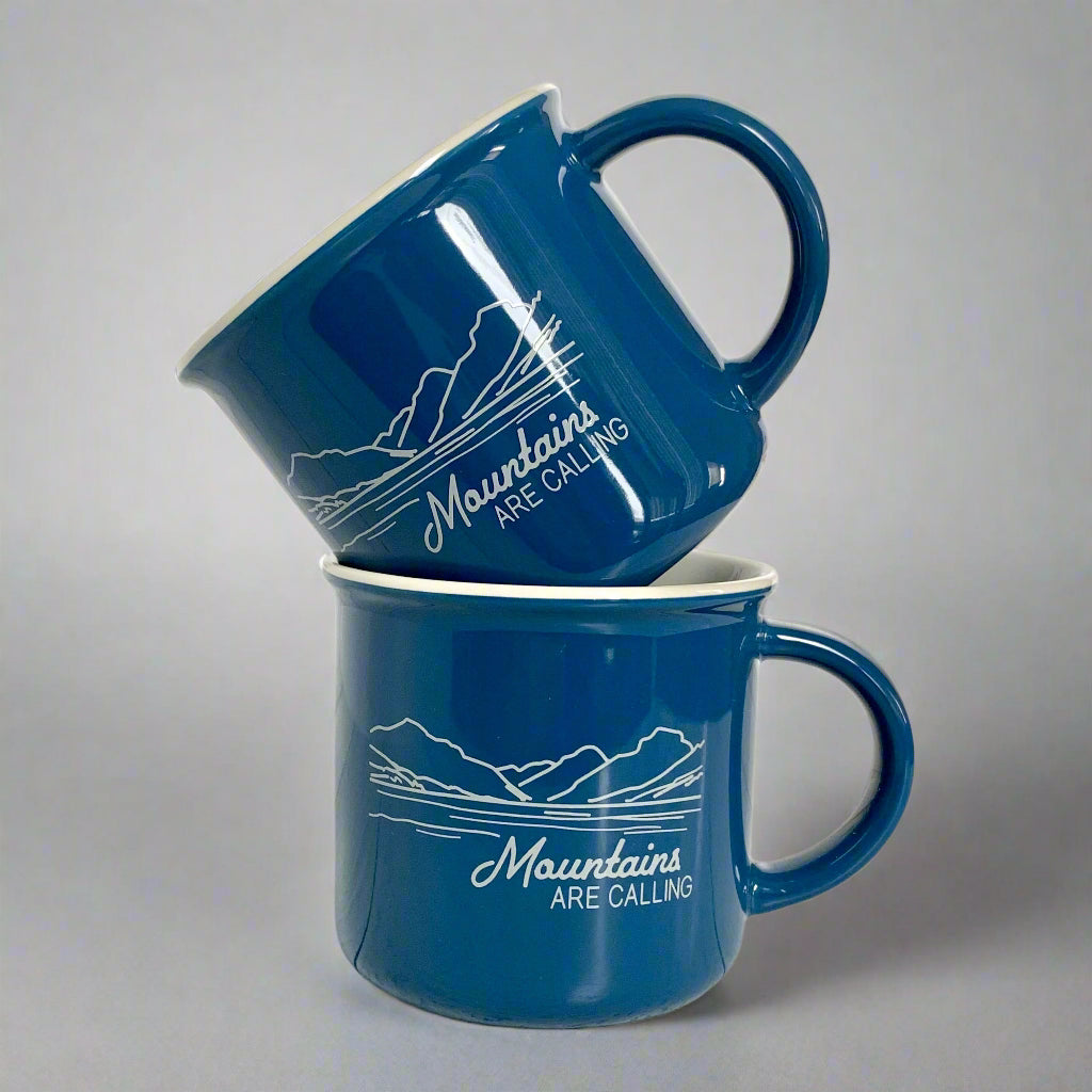 Mountains are Calling Ceramic Mug by Corvidae drawings and designs