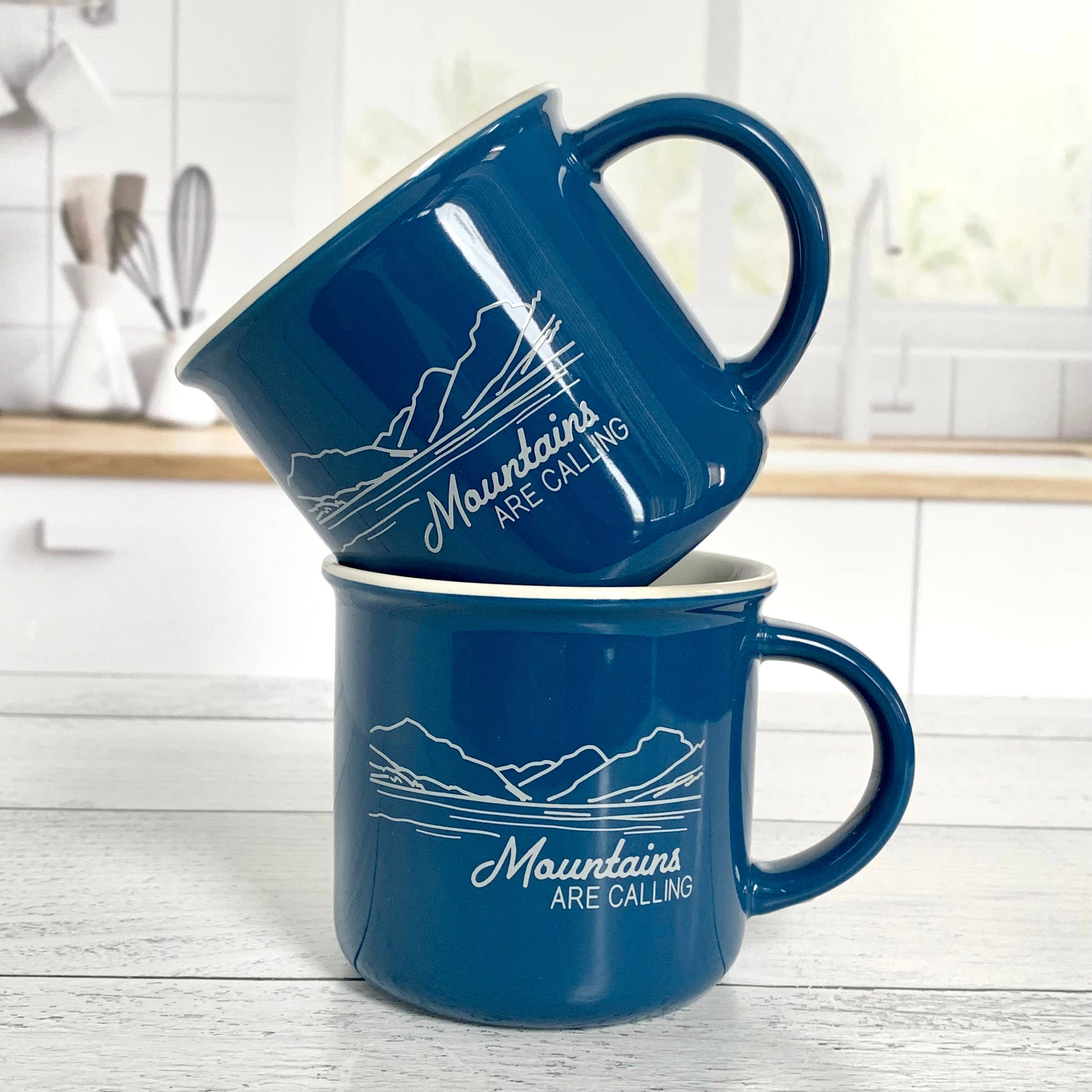 Mountains are Calling Ceramic Mug by Corvidae drawings and designs