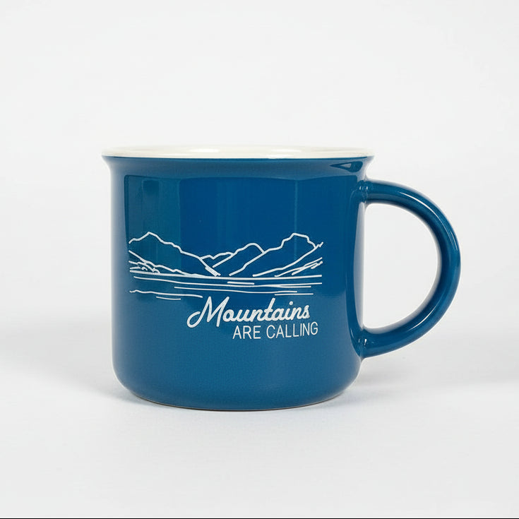 Mountains are Calling Ceramic Mug by Corvidae drawings and designs
