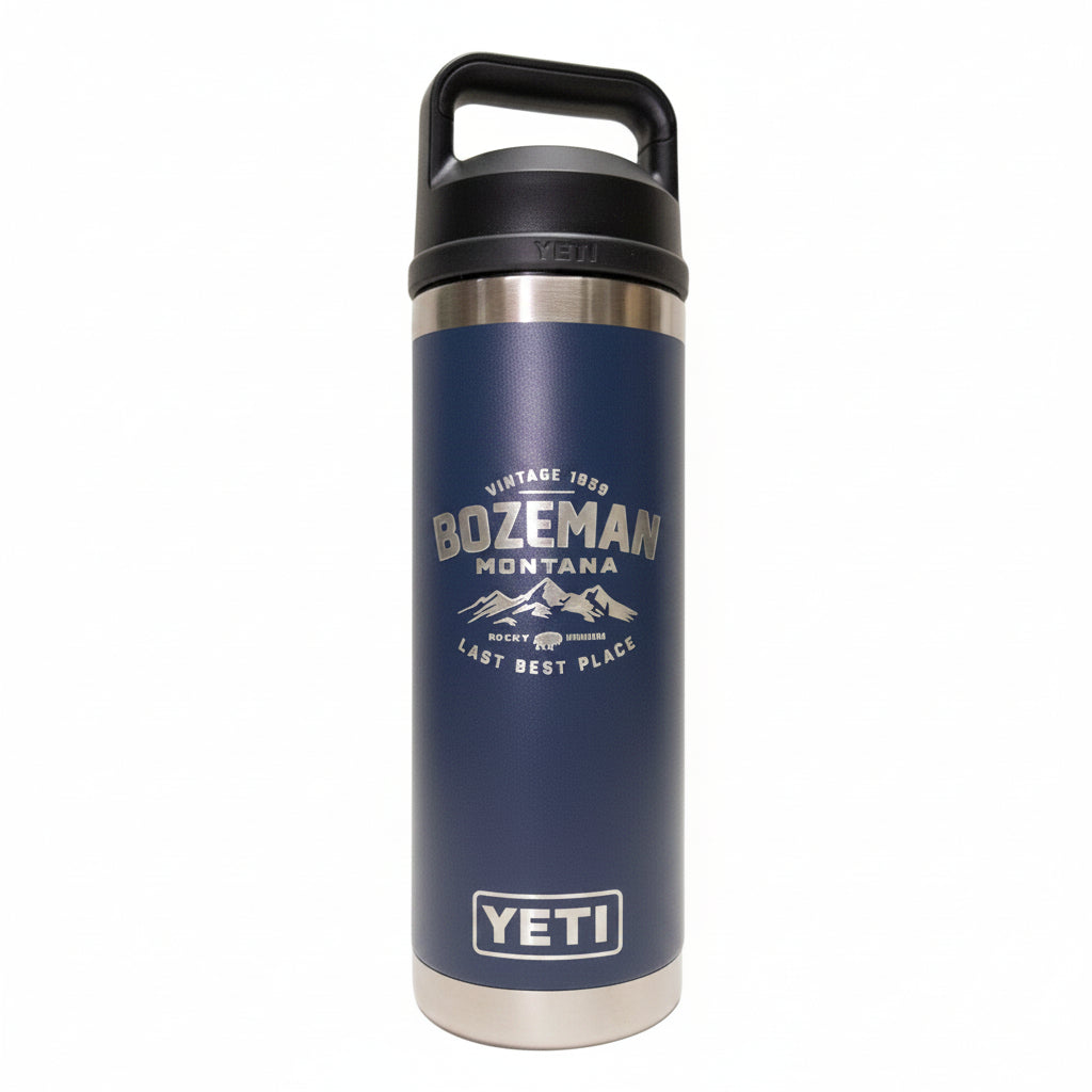 Vintage Bozeman Engraved YETI Rambler 18 oz Bottle with Chug Cap by Montana Gift Corral