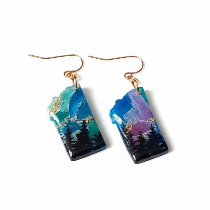 Colorful earrings on a white background