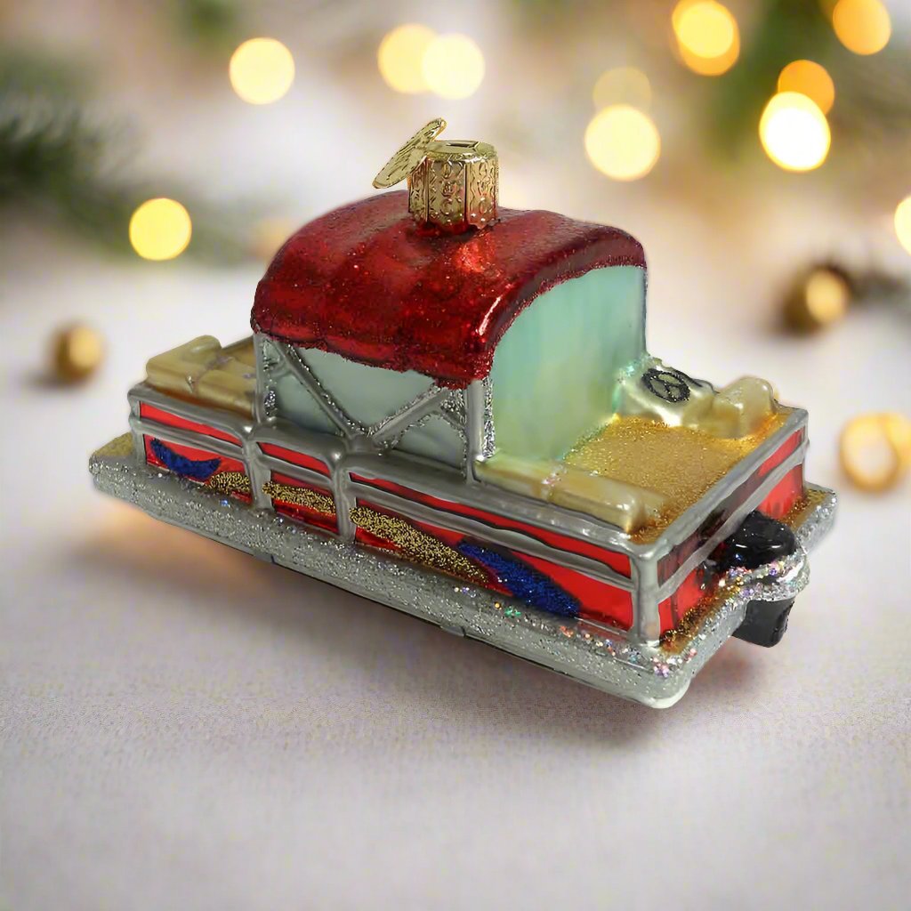 pontoon boat glass ornament