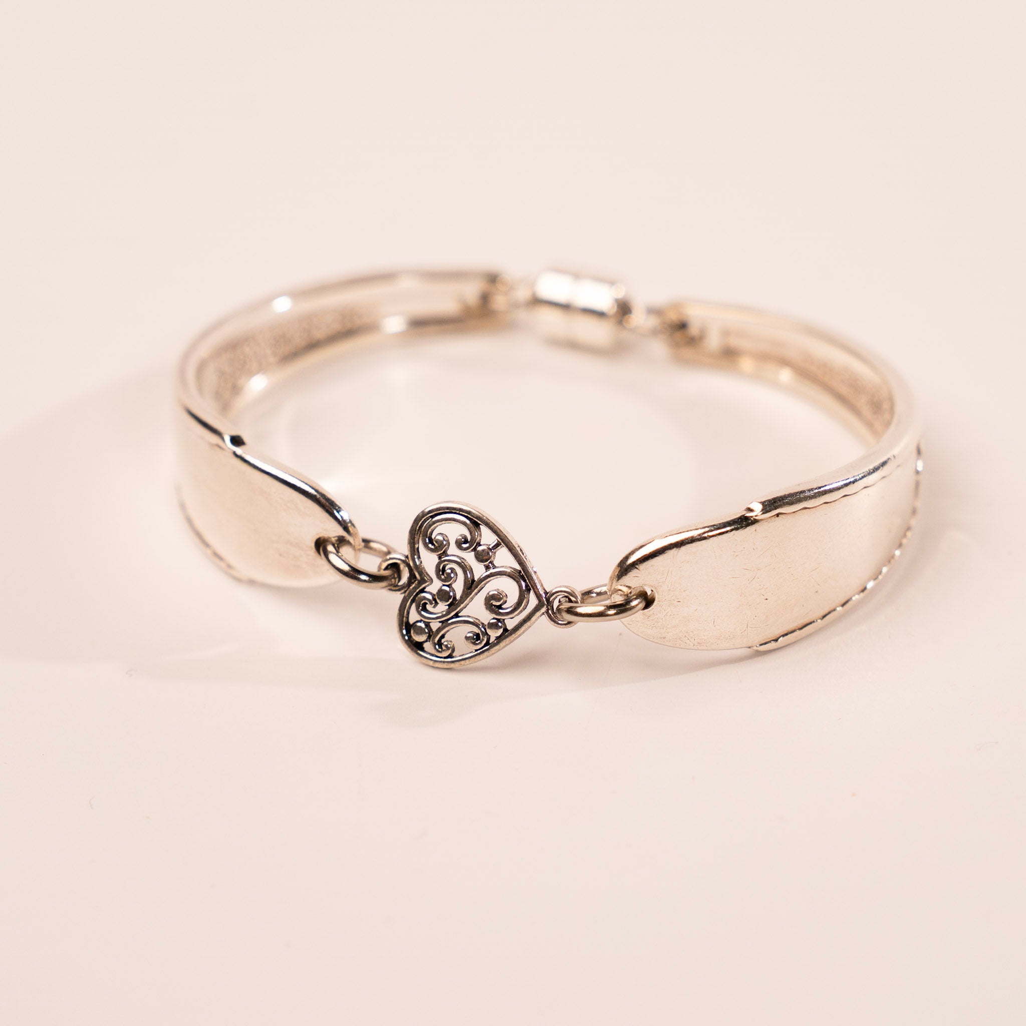 Ornate Heart Charm Center Spoon Handle Bracelet by Girl Ran Away with the Spoon