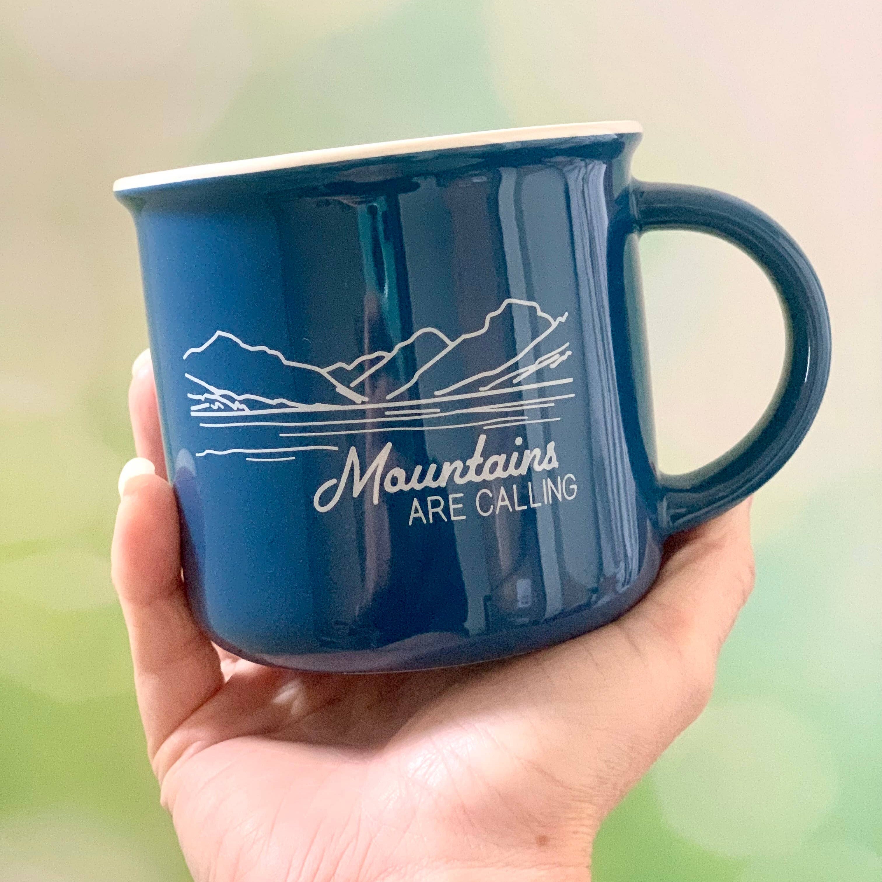 Mountains are Calling Ceramic Mug by Corvidae drawings and designs