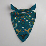 Decorative bandana with nature-themed design on a white background