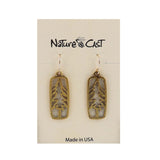 Petro Tree in Rectangle Gold Tone Dangle Earrings by NatureCast Metalworks