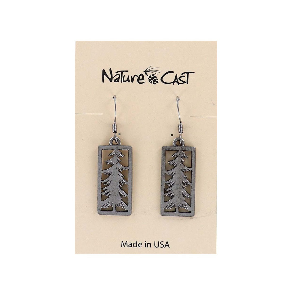 Pine Tree Rectangle Dangle Earrings