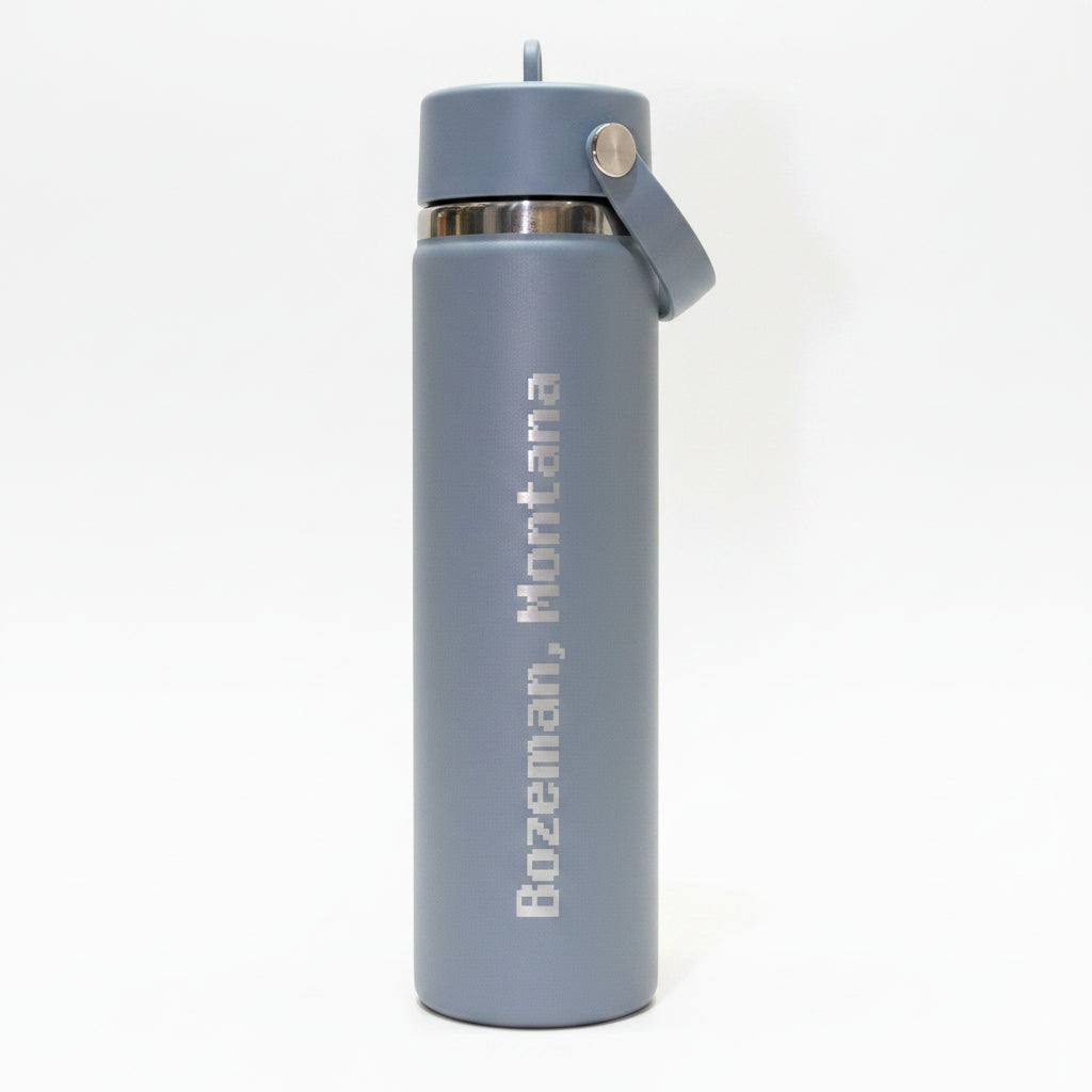 Pixel Bozeman 24 oz Shale Gray Wide Mouth Tumbler with Flex Straw Cap by Hydro Flask