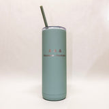 Mint green tumbler with 'Bozeman Montana' text on a white background