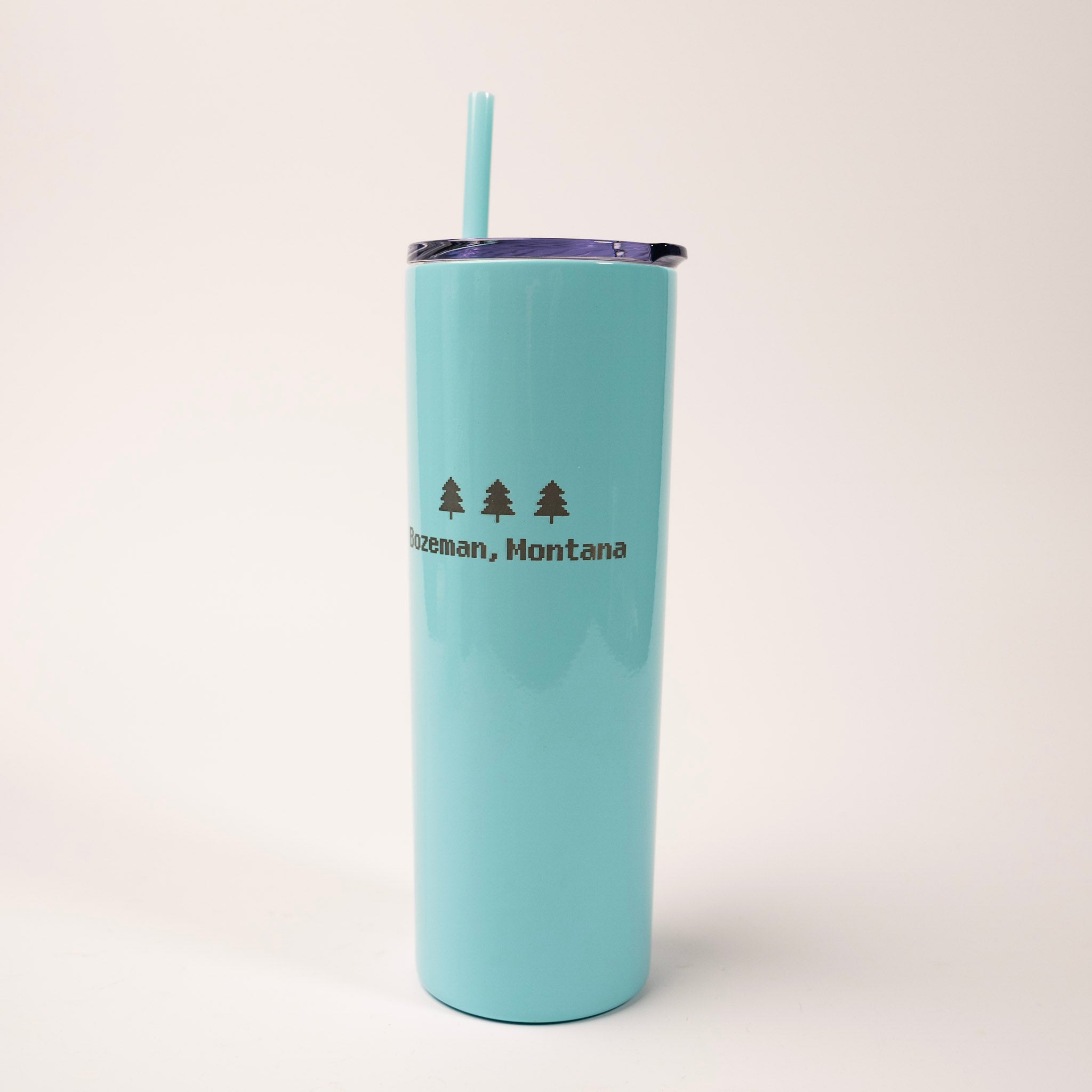 Pixel Bozeman With Trees Seafoam Skinny Tumbler by Montana Gift Corral