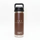 Brown YETI insulated bottle with black lid on a white background