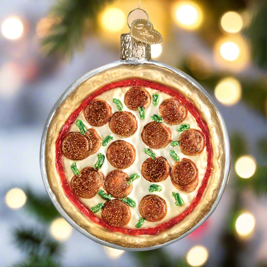 Pizza Pie Glass Ornament