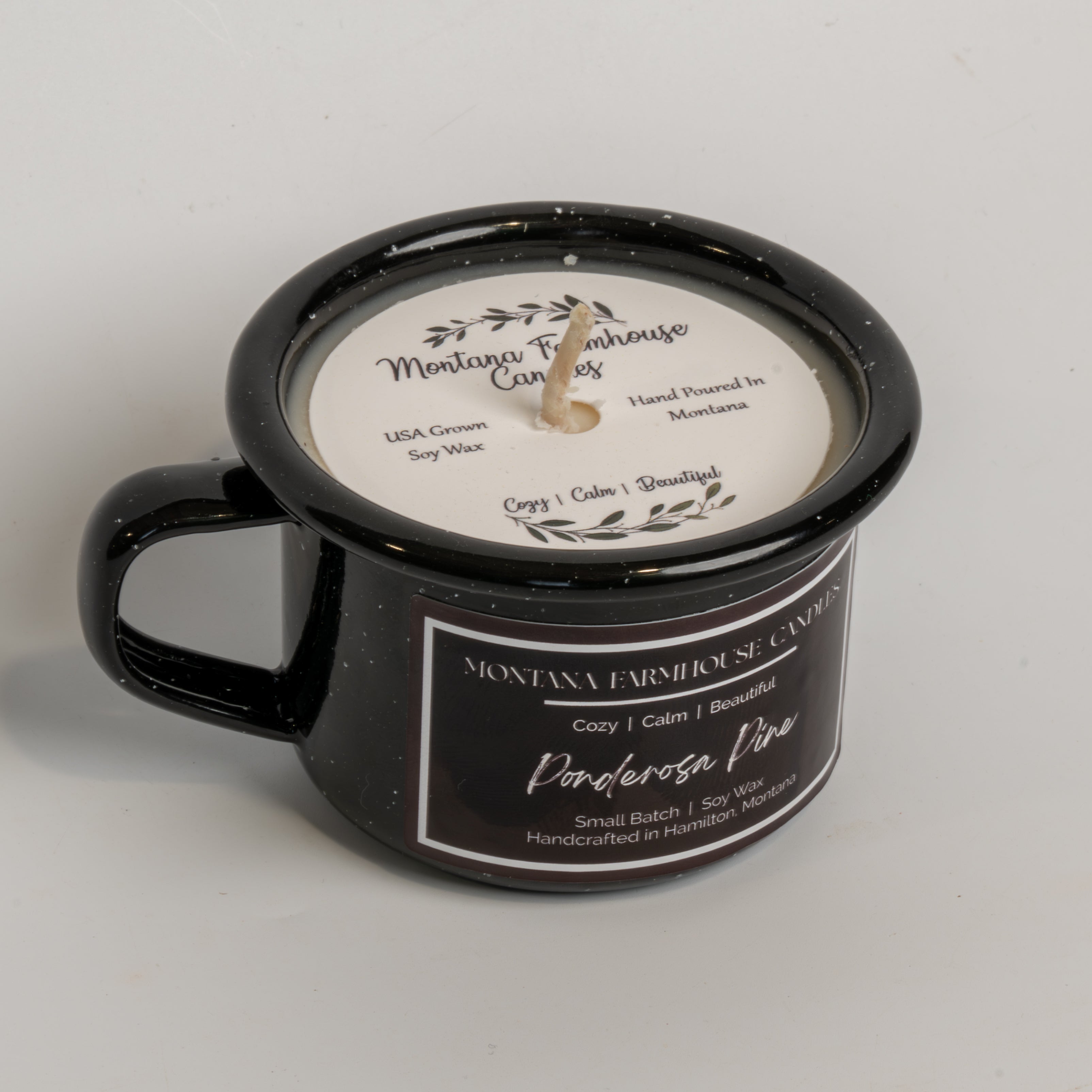 Ponderosa Pine Enamelware Mug Candle