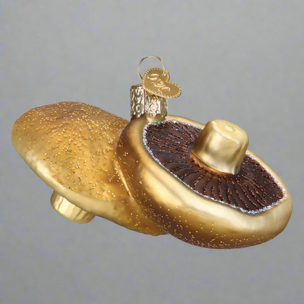 Portobello Mushroom Glass Ornament
