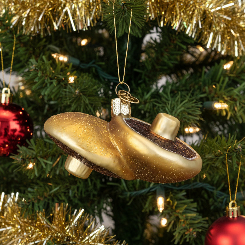 Portobello Mushroom Glass Ornament