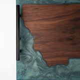 Burl Wood Montana Shape Epoxy Tray by Herdbull Woodworking