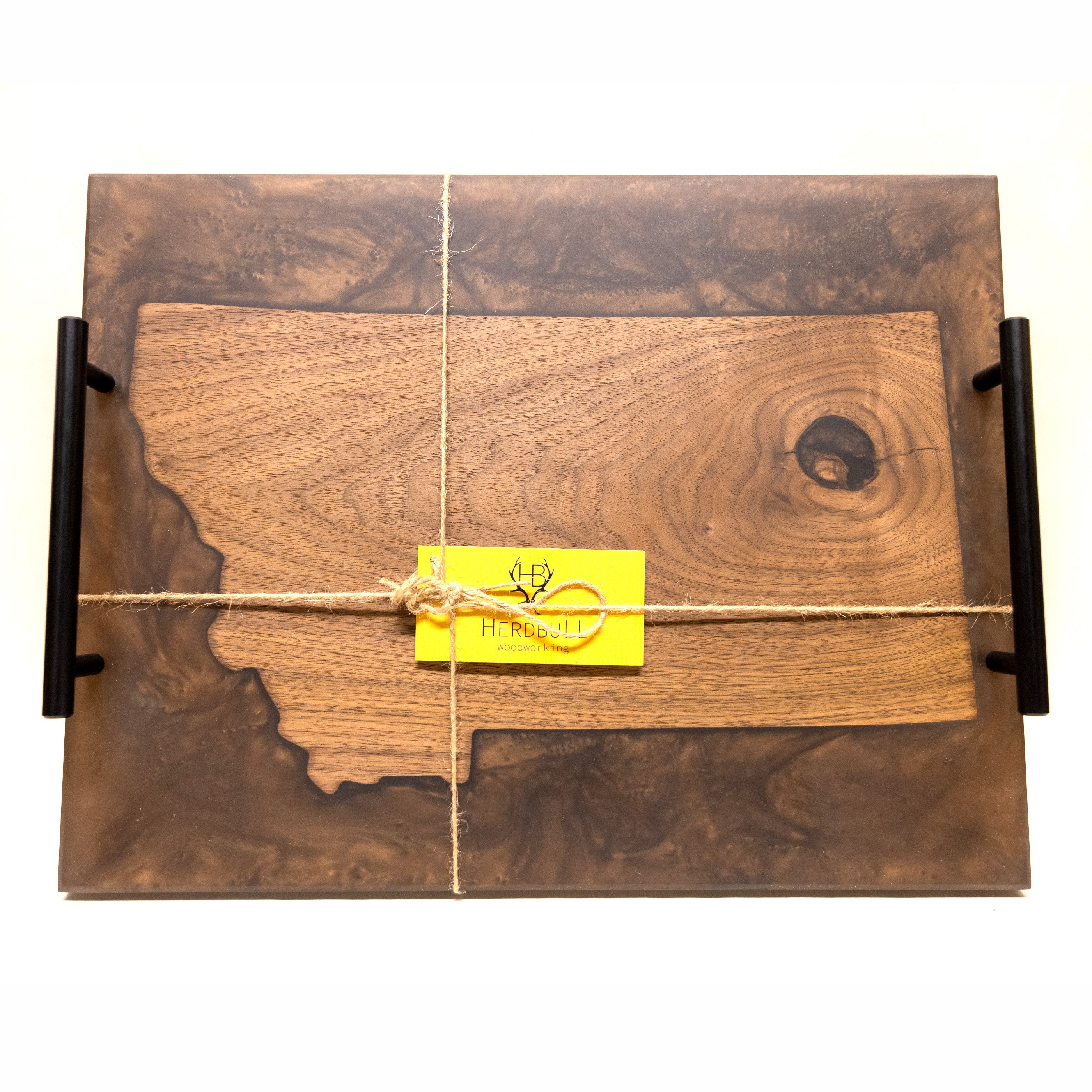 Premium Hardwood Mica Epoxy Montana Tray - brown