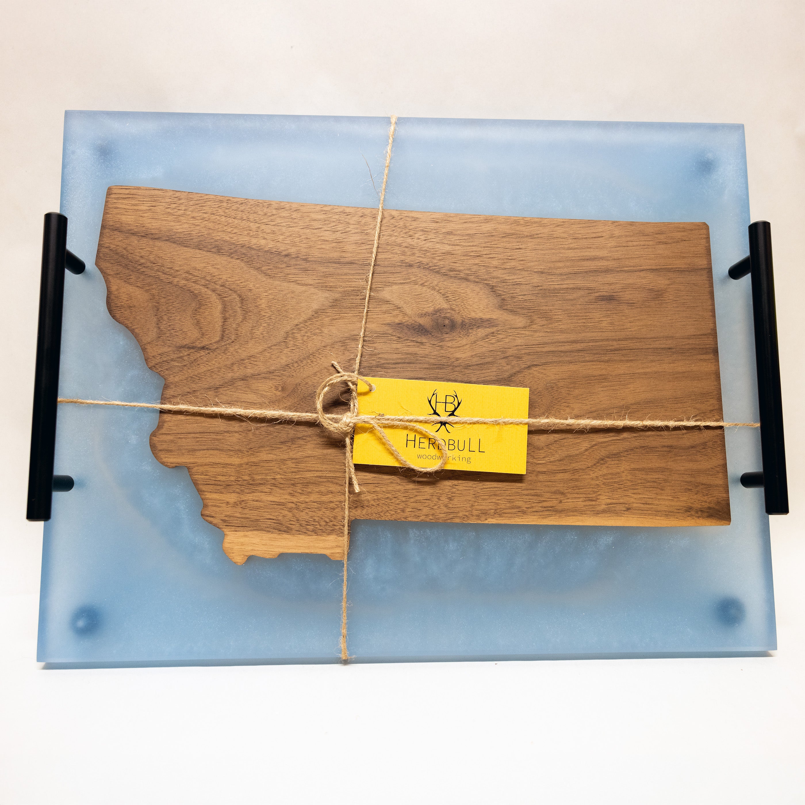 Premium Hardwood Mica Epoxy Montana Tray - blue