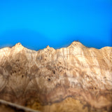 Premium Hardwood and Burl Mica Epoxy Tray - blue - close up