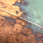 Premium Hardwood and Burl Mica Epoxy Tray - teal - close up