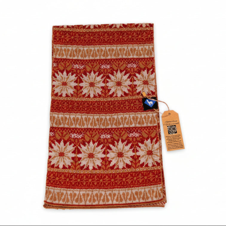 Scarf by Sapphire Suri Alpaca (14 Styles) - Red Grey and Camel Arrowleaf Balsamroot Faire Isle