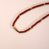 Red Jasper and Gold Pendant Gemstone Necklace - close up