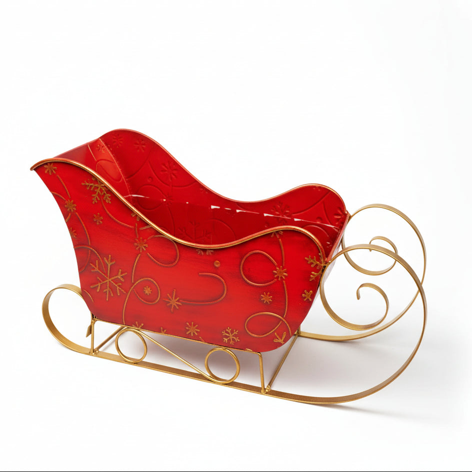 RedMetalSleighwithSnowflakesbyWaldImports