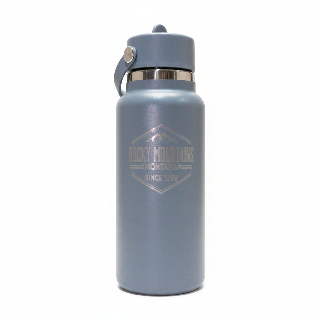 Rocky Mountains Montana 32 oz Shale Gray Wide Mouth Tumbler with Flex Straw Cap by Hydro Flask