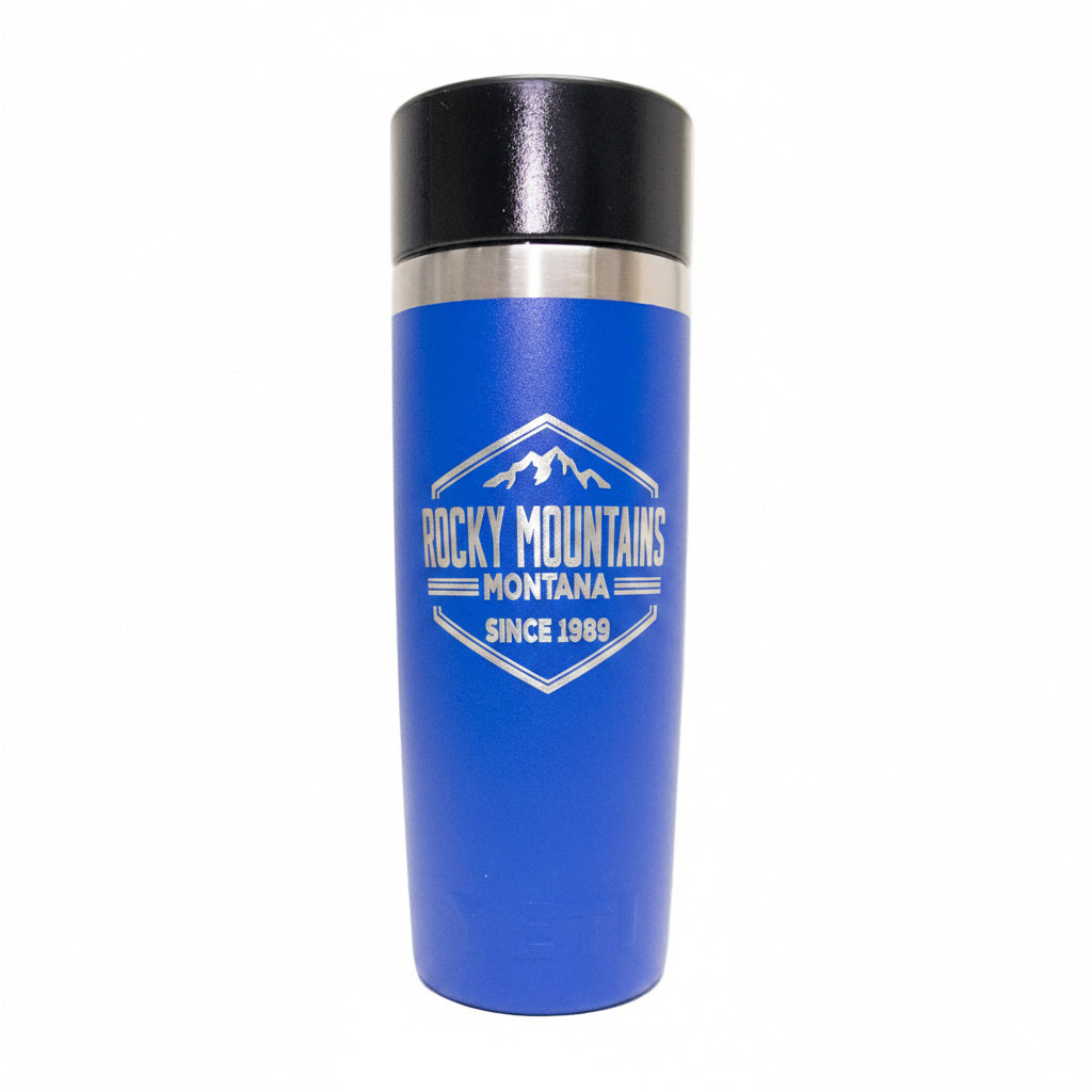 Rocky Mountains Montana Engraved YETI Rambler 16 oz Travel Bottle by Montana Gift Corral