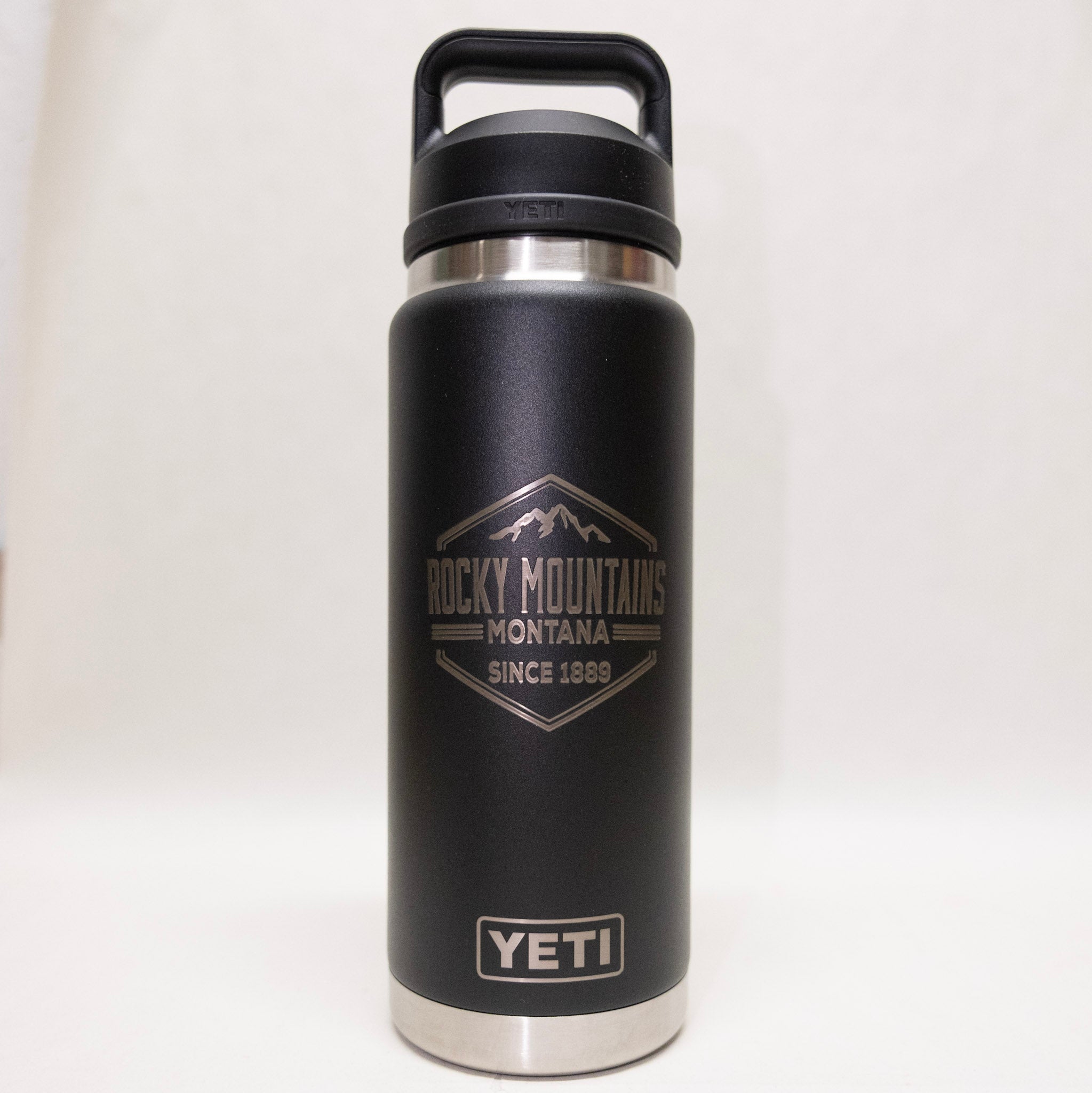Rocky Mountains Montana Engraved YETI Rambler 26 oz Bottle with Chug Cap by Montana Gift Corral