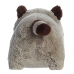 Plush toy raccoon on a white background