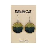 Round Layered Trees with Gold Background Dangle Earrings by Naturecast Metalworks