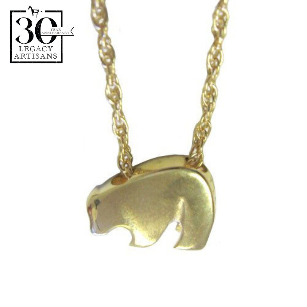 Diamond Accented Teddy Bear Pendant Necklace 14k Yellow Gold 0.28ct - AD1409