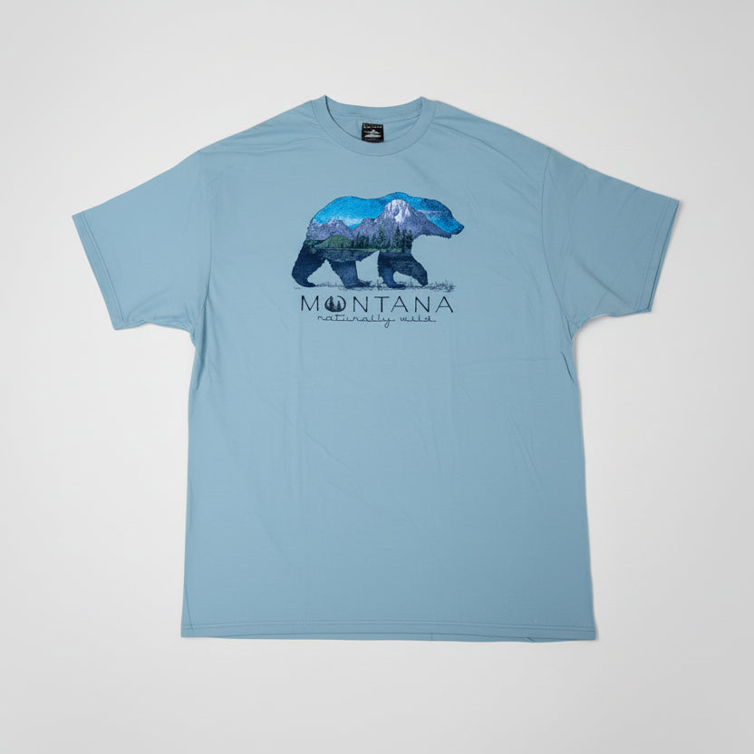Sea Breeze Visionary Grizzly Mountain Montana T-Shirt by Prairie Mountain (5 Sizes)