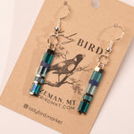 Sea Glass Blues and Silver Tila Bead Earrings