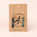 Sea Glass Blue and Silver Tila Bead Earrings - close up