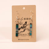 Sea Glass Blue and Silver Tila Bead Earrings - close up