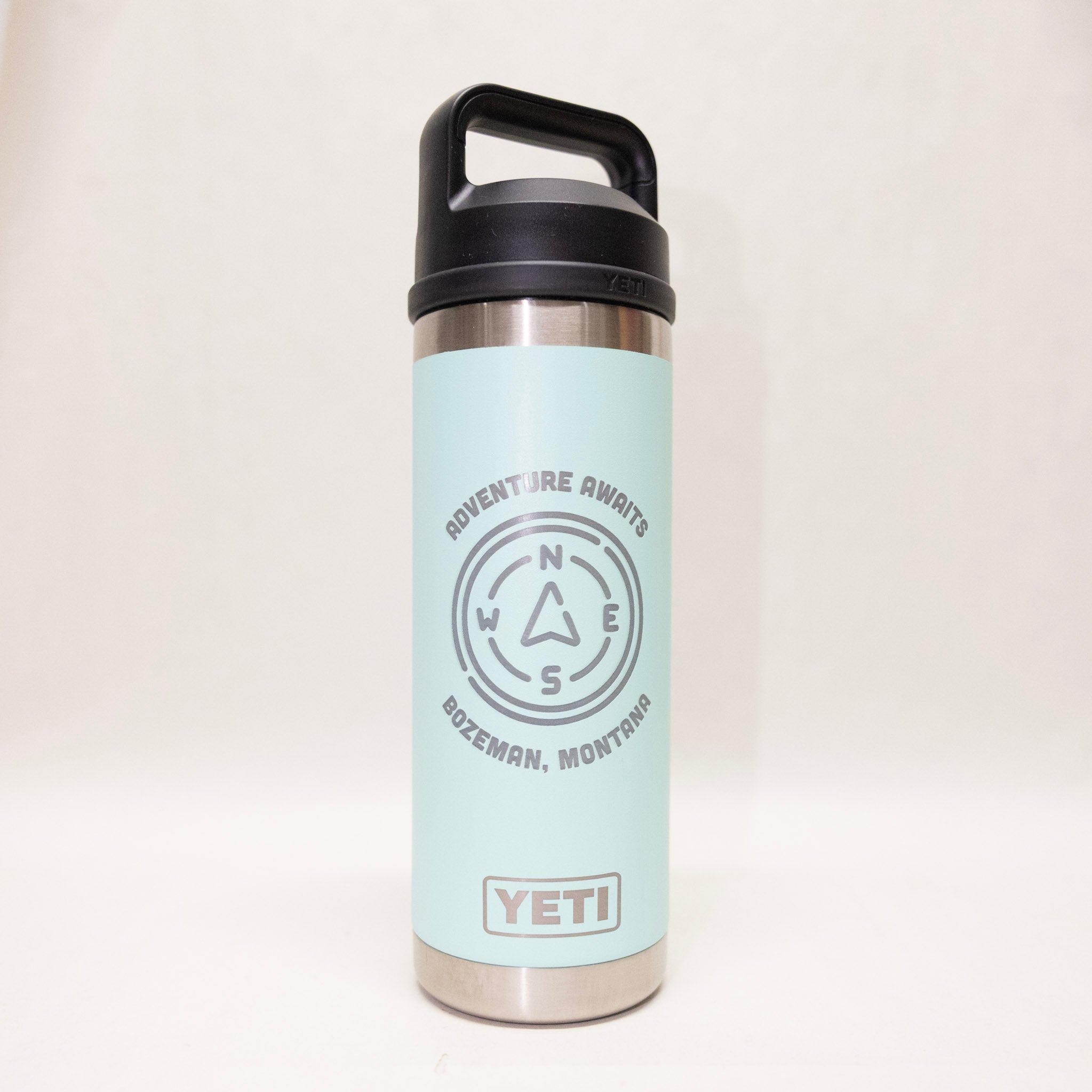Adventure Awaits Engraved YETI Rambler 18 oz Bottle with Chug Cap by Montana Gift Corral