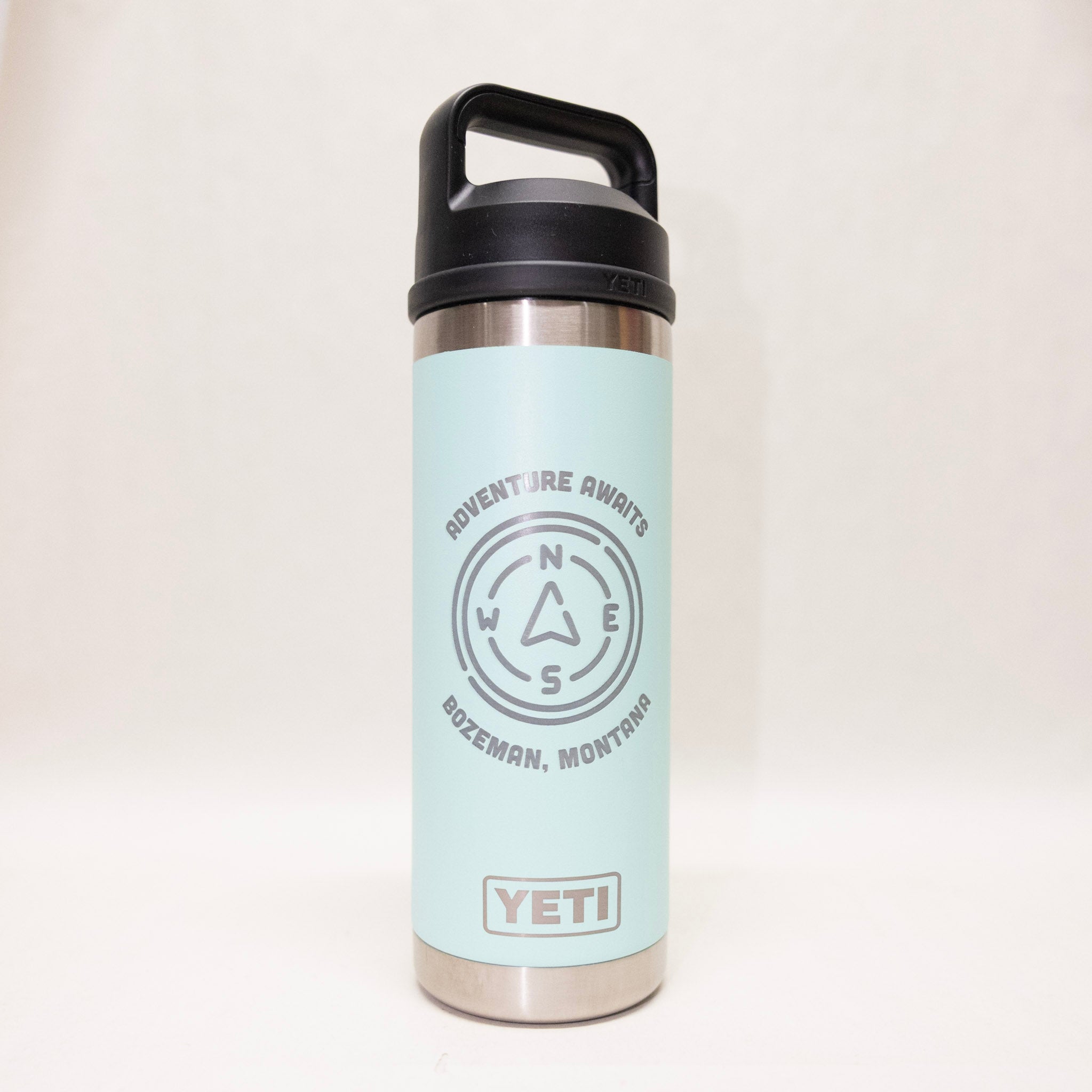 Adventure Awaits Engraved YETI Rambler 18 oz Bottle with Chug Cap by Montana Gift Corral
