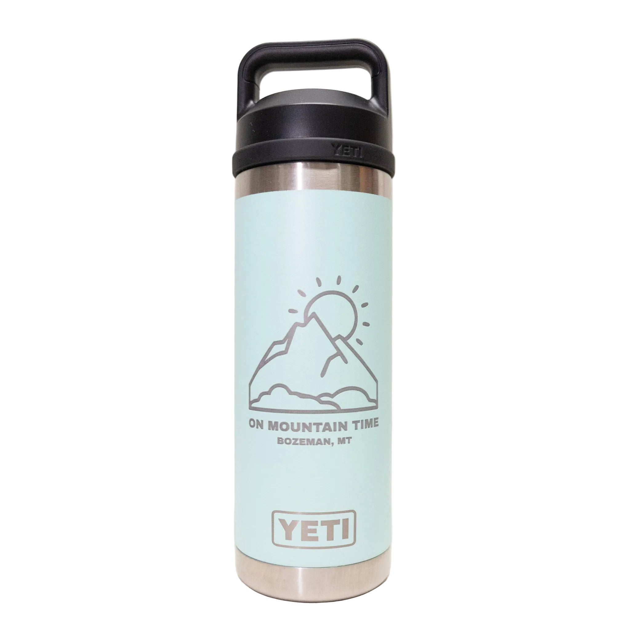 On Mountain Time Engraved YETI Rambler 18 oz Bottle with Chug Cap by Montana Gift Corral