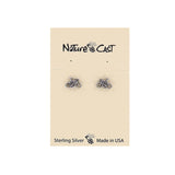 Pair of silver earrings on a 'Nature Cast' branded card with 'Sterling Silver Made in USA' text.