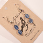 Silver Kyanite Dangle Gemstone Earrings - close up