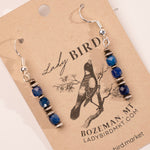 Silver Lapis Dangle Gemstone Earrings - close up