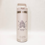 White YETI insulated bottle with a logo on a white background