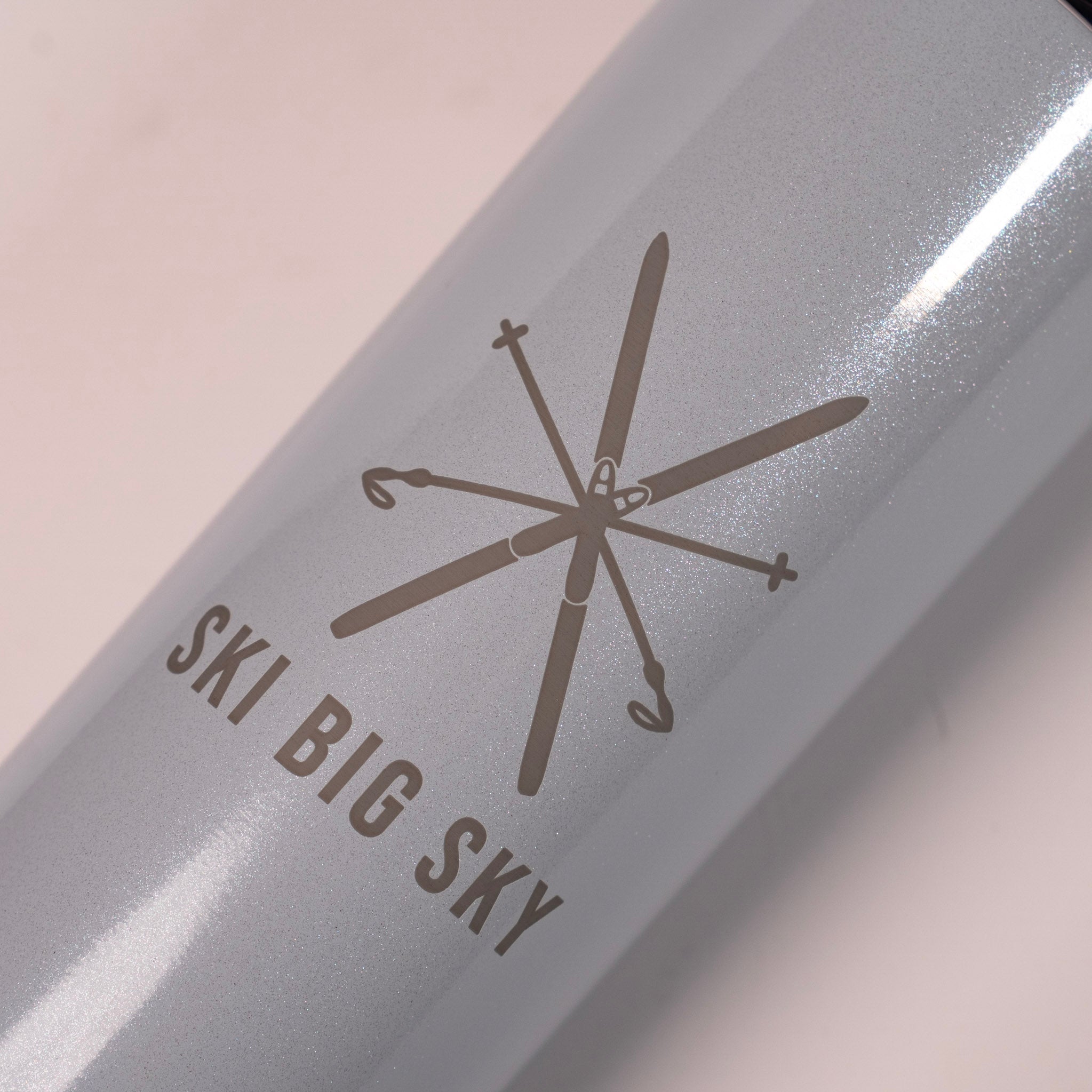 Skis and Poles Skinny Tumbler by Montana Gift Corral