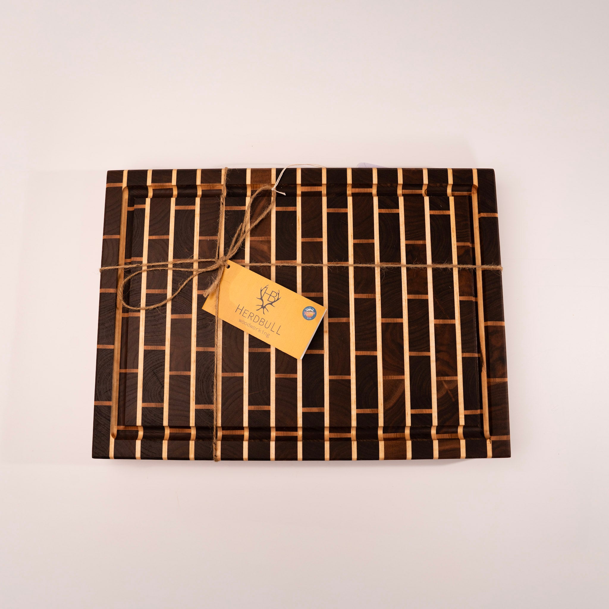 Small Hardwood Grain End Butcher Block Cutting Board by Herdbull Woodworking