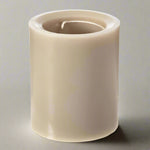 Beige cylindrical candle on a white background