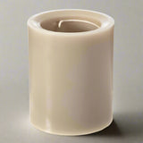 Beige cylindrical candle on a white background