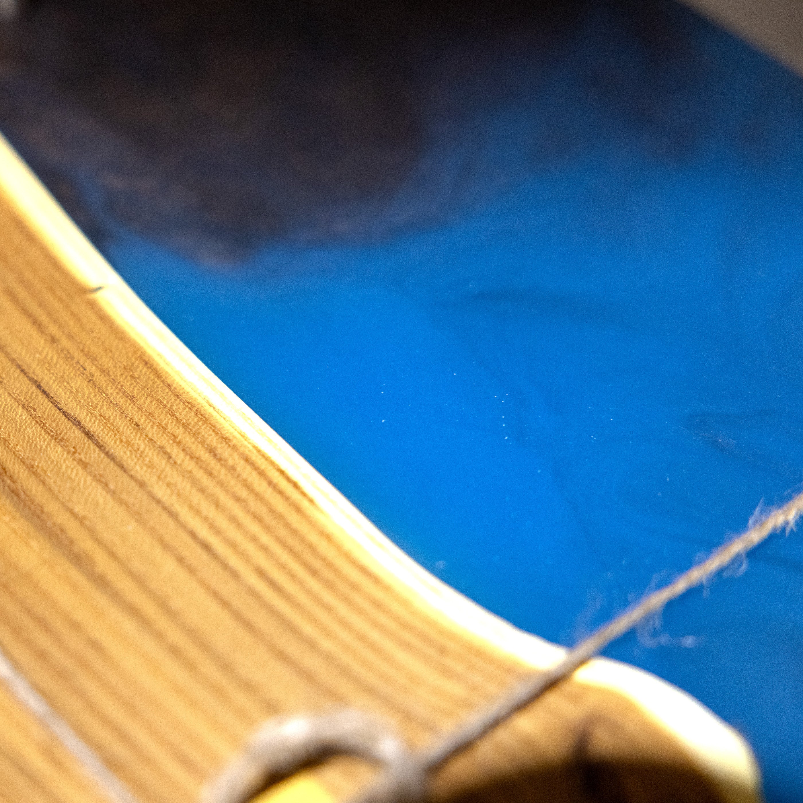 Soft Hardwood with Mica Epoxy Tray - blue - close up